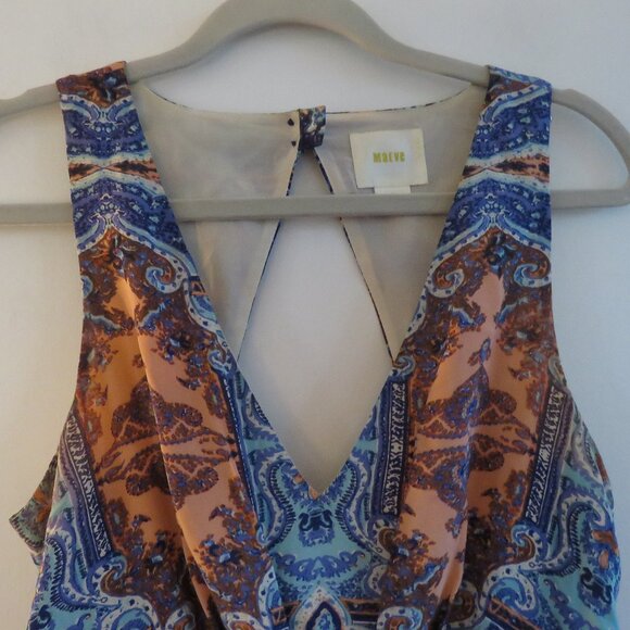 ANTHROPOLOGIE MAEVE 100% Silk Medallion Cut Out Orange Paisley Maxi Dress Boho 6 - Picture 4 of 15